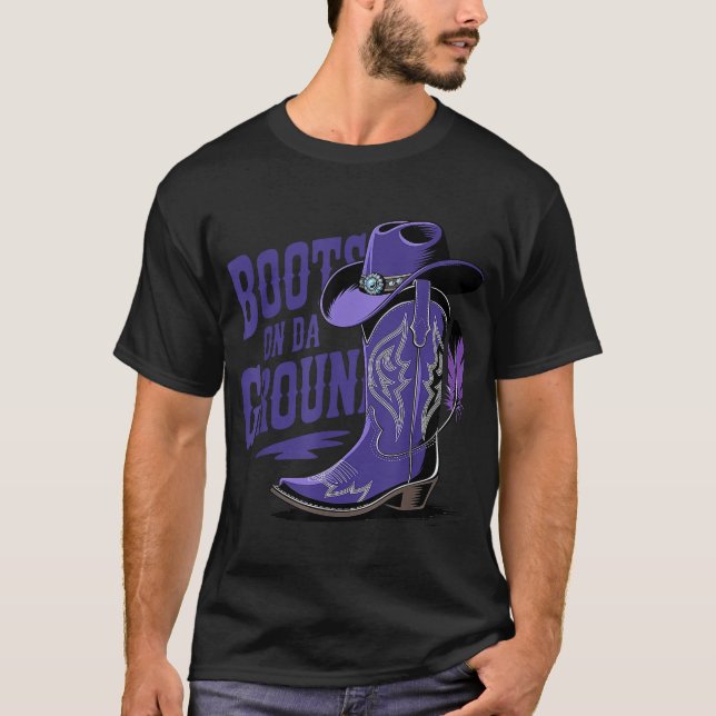 Boot på markfridens Boot Cowboys Lila Western T Shirt (Framsida)