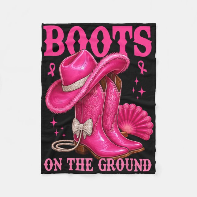 Boot på Rosa Cowgirl Breast Cancer Wes Fleecefilt (Framsidan)
