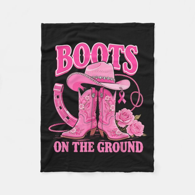 Boot på Rosa Cowgirl Breast Cancer Wes Fleecefilt (Framsidan)