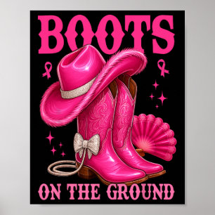 Boot på Rosa Cowgirl Breast Cancer Wes Poster