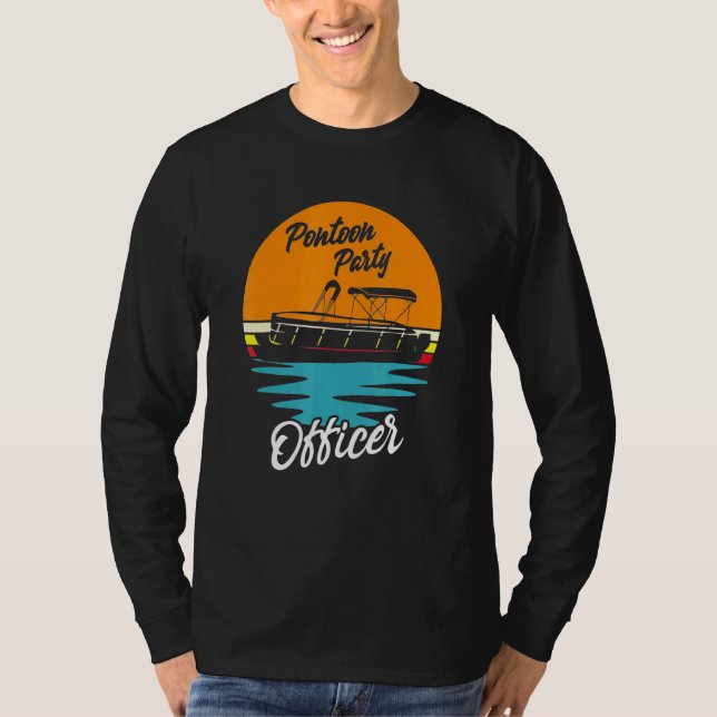 Boot Pontoon Party Pontoon Party Retro Sunset B T Shirt (Framsida)