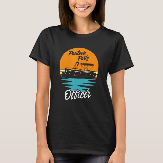 Boot Pontoon Party Pontoon Party Retro Sunset B T Shirt (Framsida)