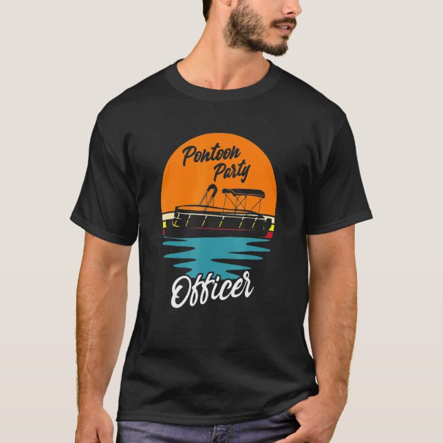 Boot Pontoon Party Pontoon Party Retro Sunset B T Shirt (Framsida)