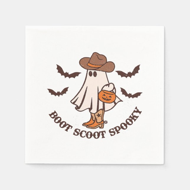 Boot Scoot Spooky CowboyGhost Groovy Retro Hallow Pappersservett (Framsidan)