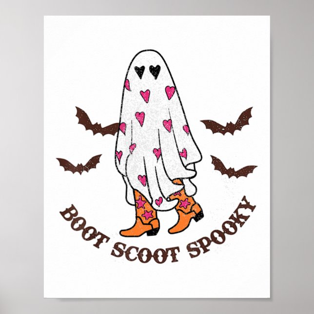 Boot Scoot Spooky CowboyGhost Groovy Retro Hallow Poster (Framsidan)
