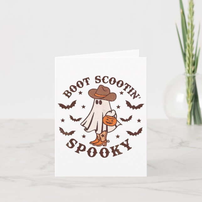 Boot Scoot Spooky Groovy Halloween Western Cowhide Kort (Framsida)