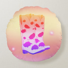 Boot Scoot Throw Pillow (Pink) Rund Kudde