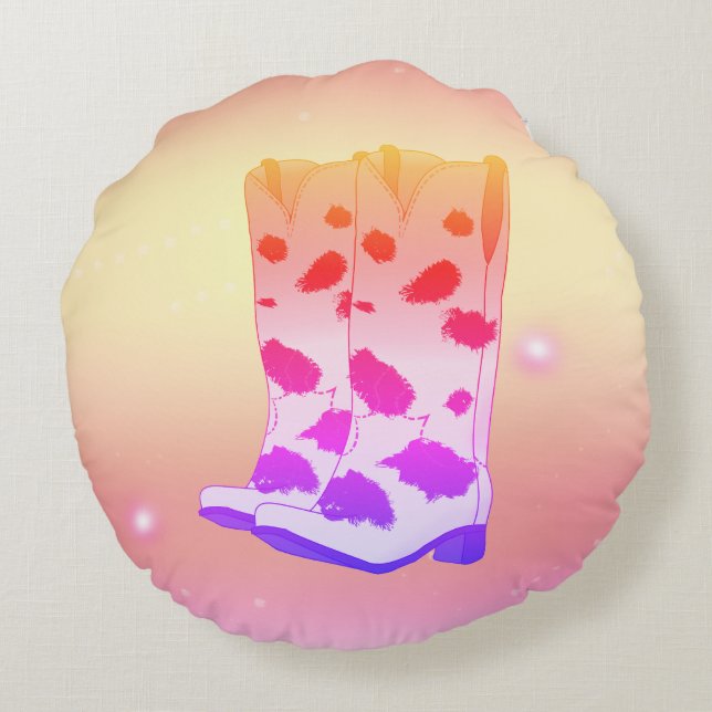 Boot Scoot Throw Pillow (Pink) Rund Kudde (Baksidan)