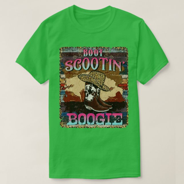 Boot Scootin Boogie Westerna Cowtjejer CowboyBoots T Shirt (Design framsida)