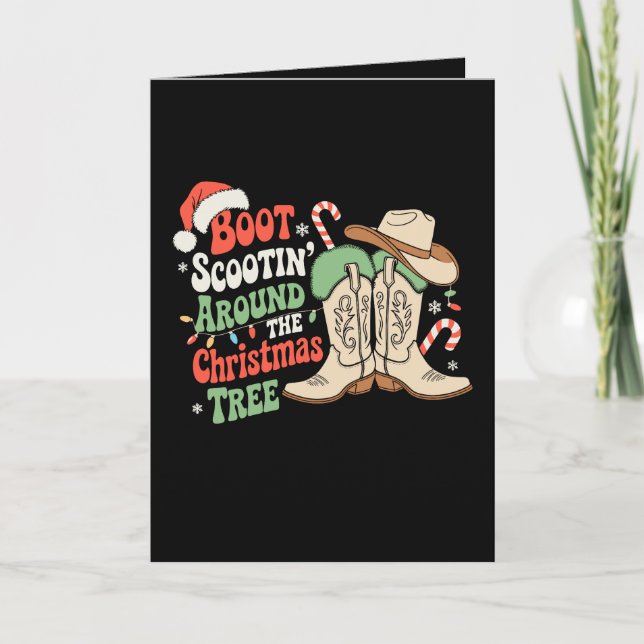 Boot Scootin Runtill Julgran Western Kort (Framsida)