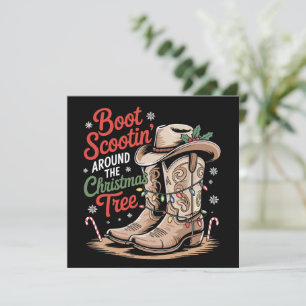 Boot Scootin' Runtom Julgran Western Julkort