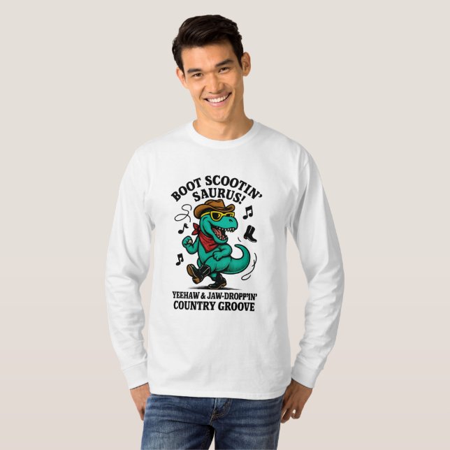 Boot Scootin" Saurus! T Shirt (Hel framsida)
