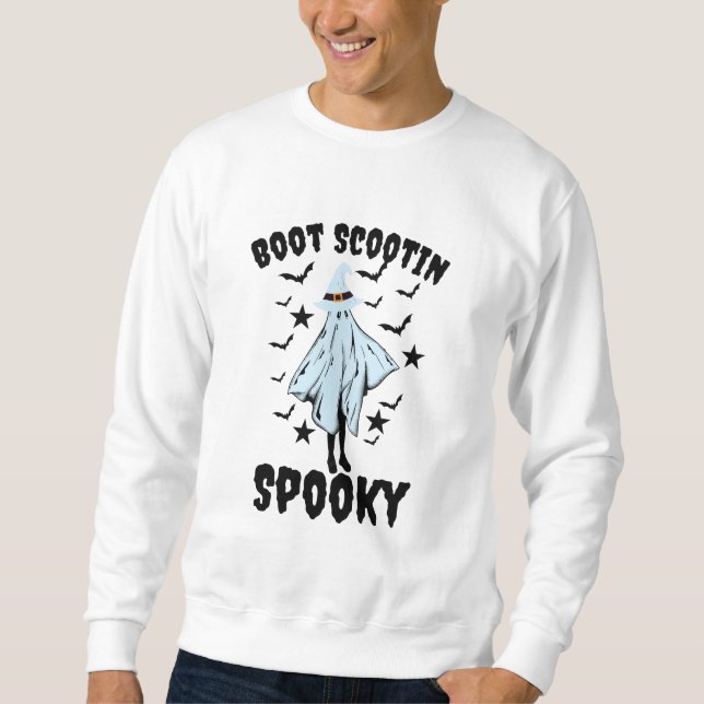 Boot Scootin Spooky T-Shirt Lång Ärmad Tröja (Framsida)