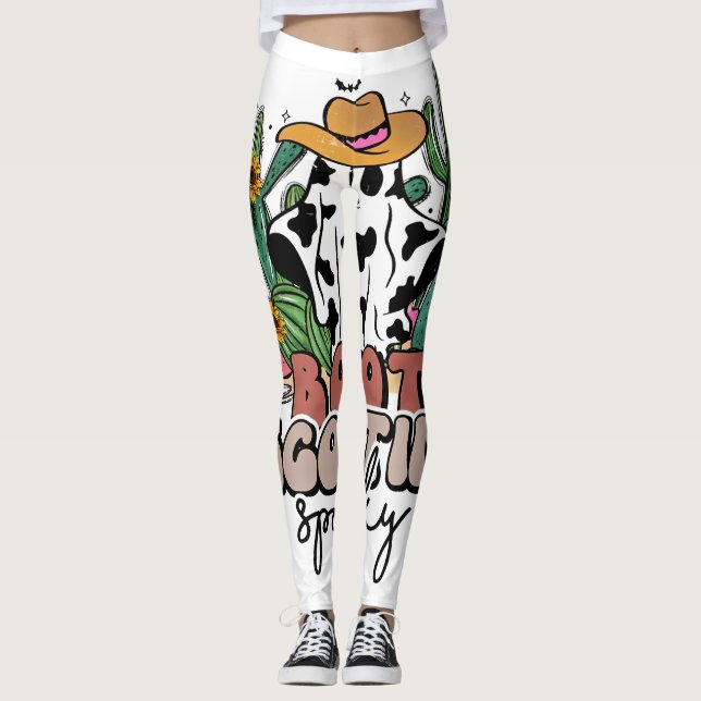 Boot Scootin_ Spooky, Westerna Halloween, Land M Leggings (Framsida)