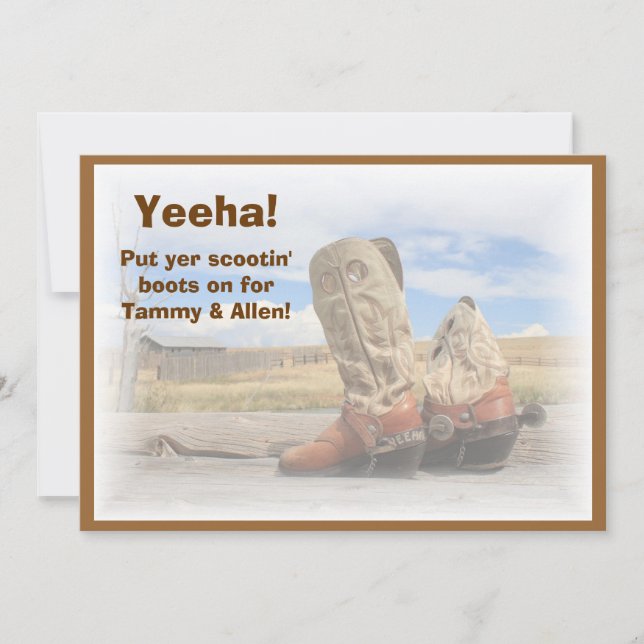 Boot Scootin' Western Dans Bröllopsinbjudan Inbjudningar (Framsida)