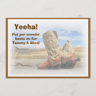 Boot Scootin' Western Dans Bröllopsinbjudan Inbjudningar