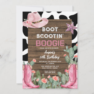Boot Scootin'Boogie Cowgirl 30års födelsedag Inbjudningar