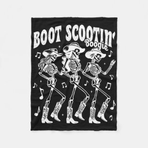 Boot Scootin'Boogie Retro Western Skeleton Dancin Fleecefilt