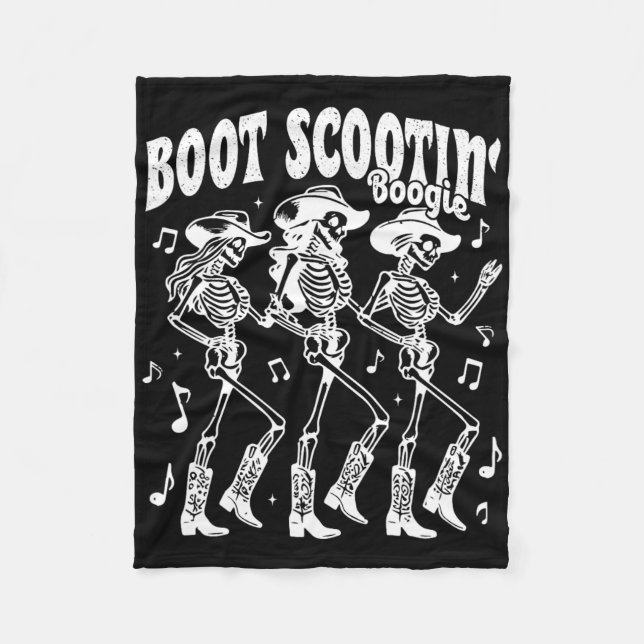 Boot Scootin'Boogie Retro Western Skeleton Dancin Fleecefilt (Framsidan)