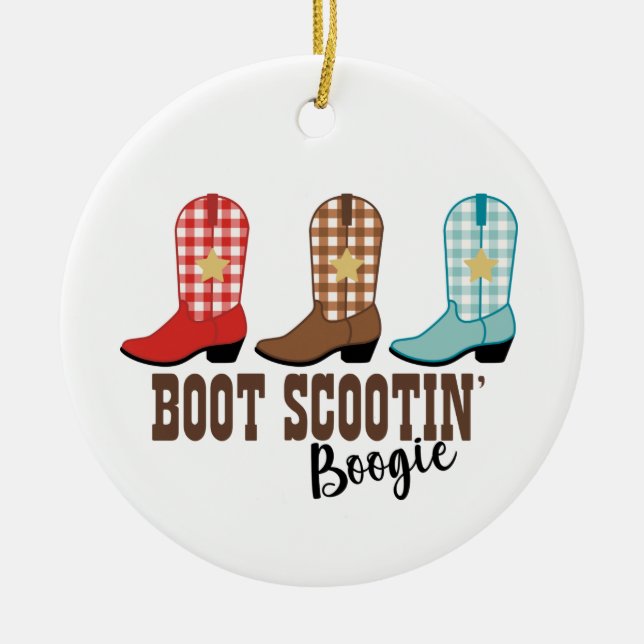 Boot Scooting Boogie Julgransprydnad Keramik (Framsidan)