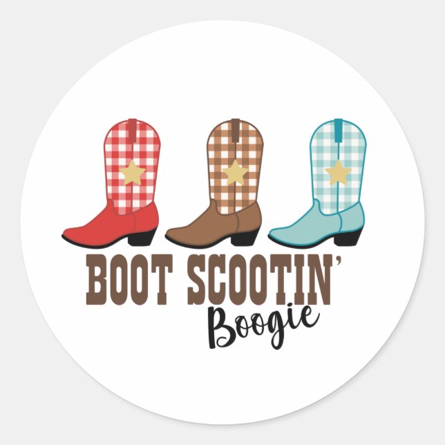 Boot Scooting Boogie Runt Klistermärke (Framsida)