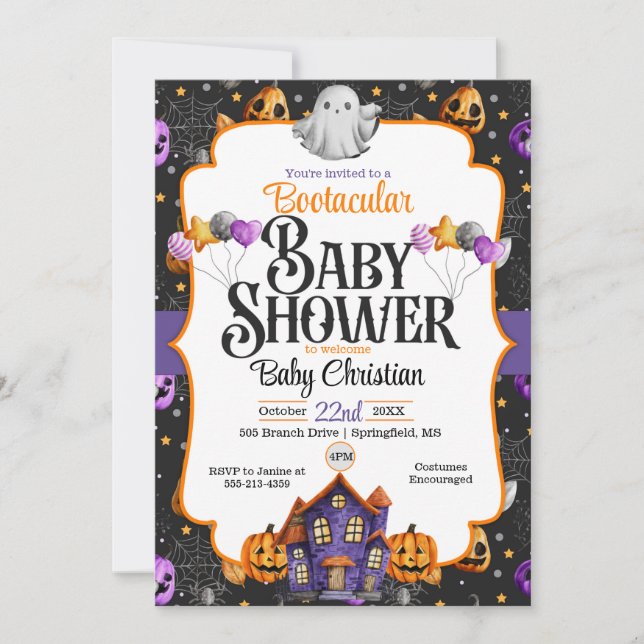 Bootacular Halloween Baby Shower-inbjudan Kort (Framsida)