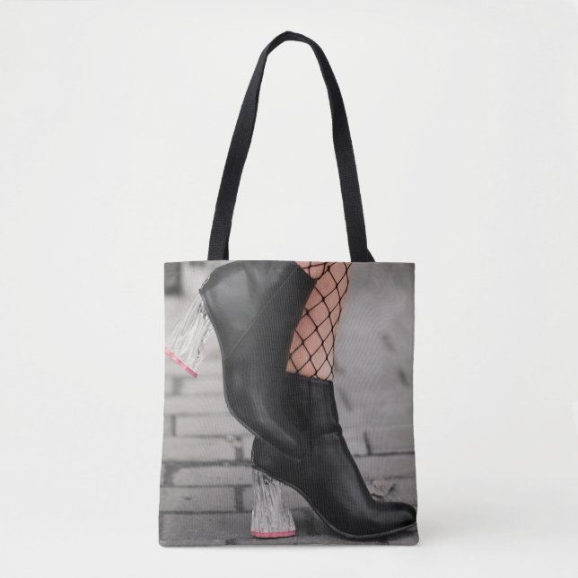 Booted & Bold Ankle Boot Tote Bag Tygkasse (Framsida)