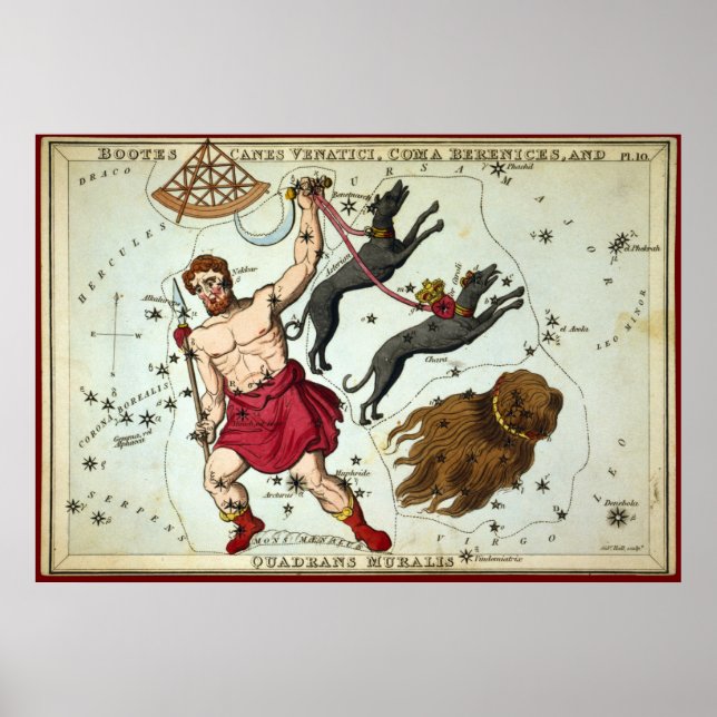 Bootes Käppar Venatici, Coma Berenices m.fl. Poster (Framsidan)