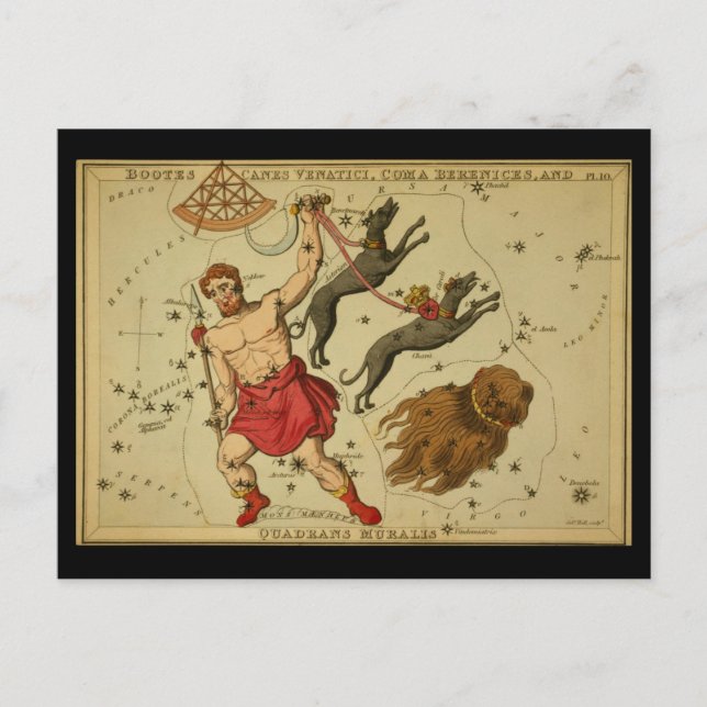 Bootes, Käppar Venatici, Coma Berenices, Q. Murali Vykort (Framsida)