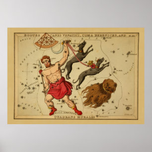 Boötes - Vintage Astronomical Star Chart-bild Poster