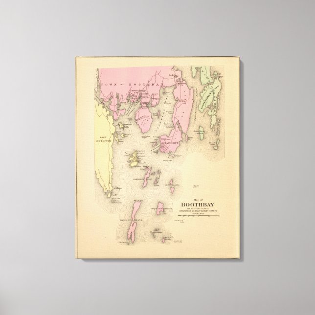 Boothbay, angränsande öar canvastryck (Framsida)