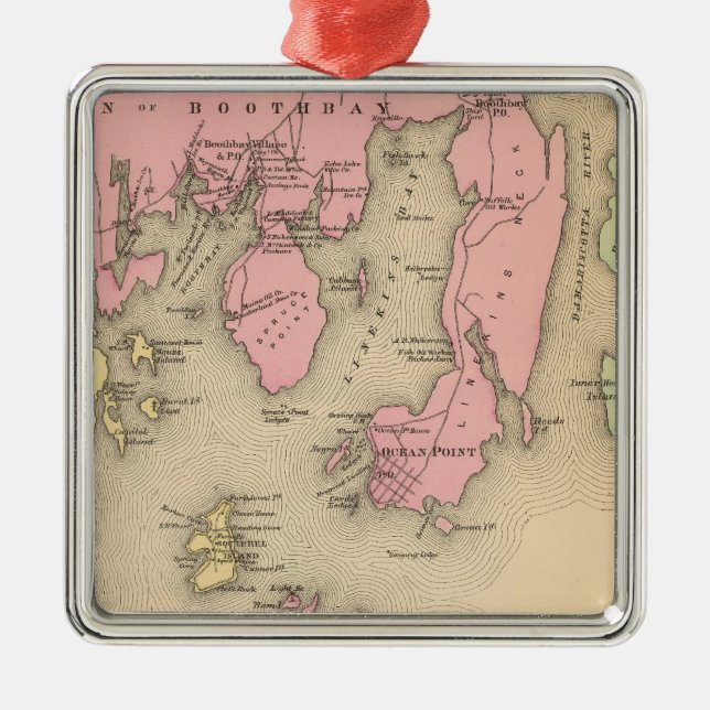 Boothbay, angränsande öar julgransprydnad metall (Framsidan)