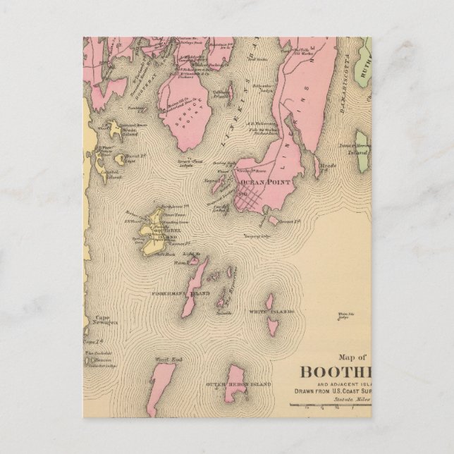 Boothbay, angränsande öar vykort (Framsida)