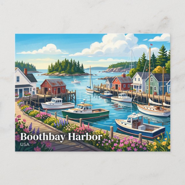 Boothbay Harbor USA Vykort (Framsida)