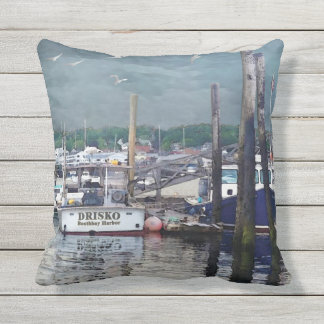 Boothbay Harbour Maine Boats Utdörrens Dekorativ k Kudde