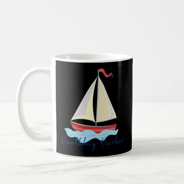 Boothbay Harbour Sailing Segelbåt Nautical Regatta Kaffemugg (Vänster)