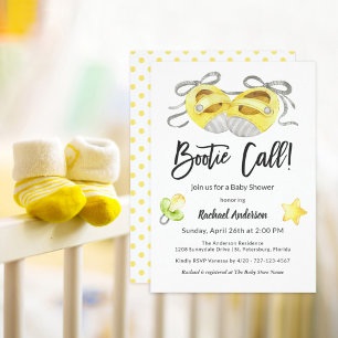 Bootie Call Whimsical Gult Baby Shower Inbjudningar