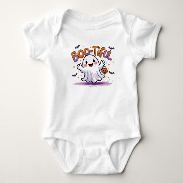 Bootiful Baby Ghost Halloween Outfit T Shirt (Framsida)