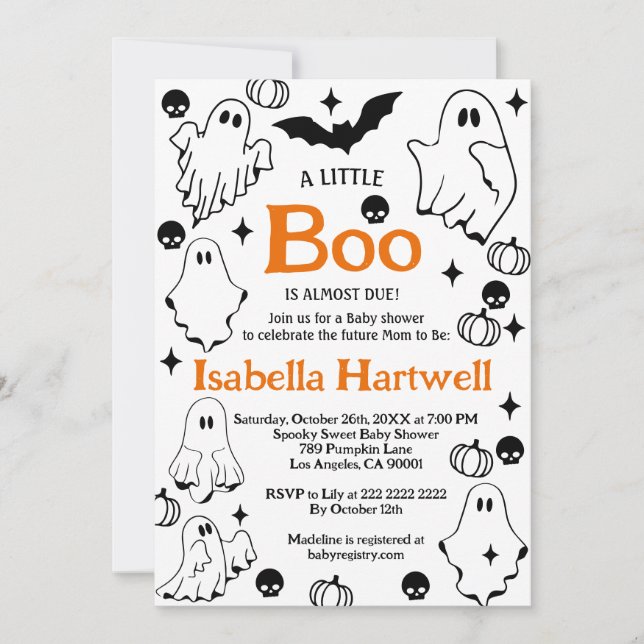Bootiful Baby på vägen - Halloween Baby Shower Inbjudningar (Framsida)