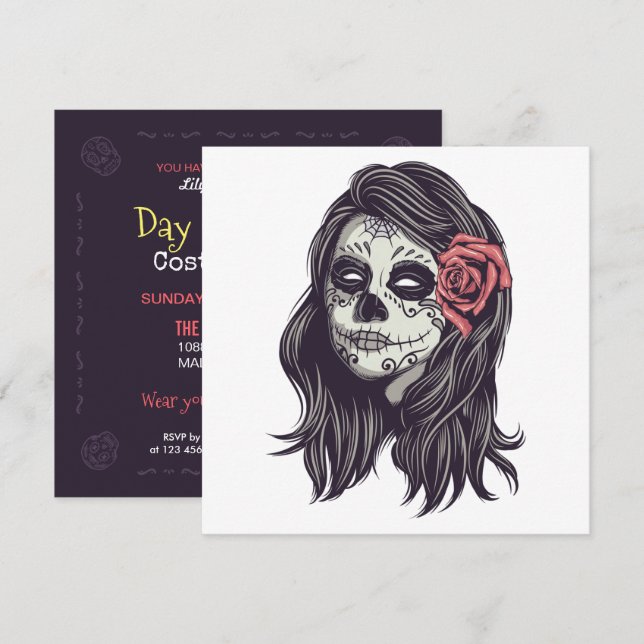 Bootiful Dia de los Muertos Party| Inbjudan (Fram/baksida)