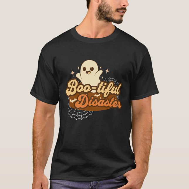 Bootiful Disaster Funny Halloween T Shirt (Framsida)
