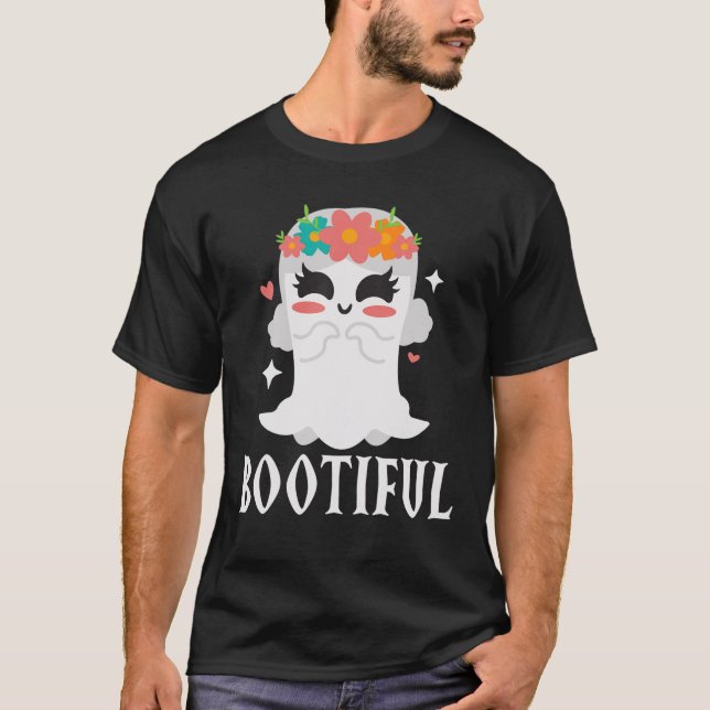 Bootiful Flower Ghost Cute Kawaii Halloween Costum T Shirt (Framsida)
