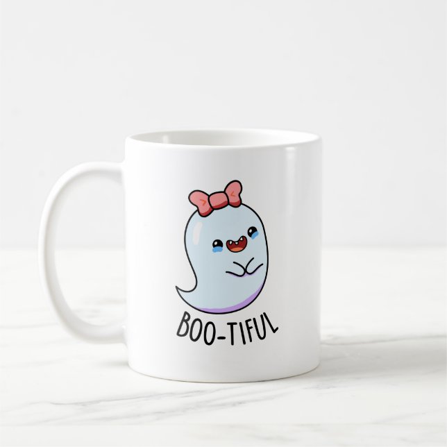 Bootiful Funny Girly Halloween Ghost Pun Kaffemugg (Vänster)
