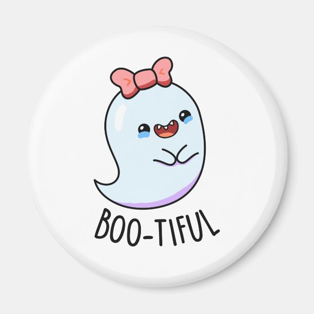 Bootiful Funny Girly Halloween Ghost Pun Magnet (Framsidan)