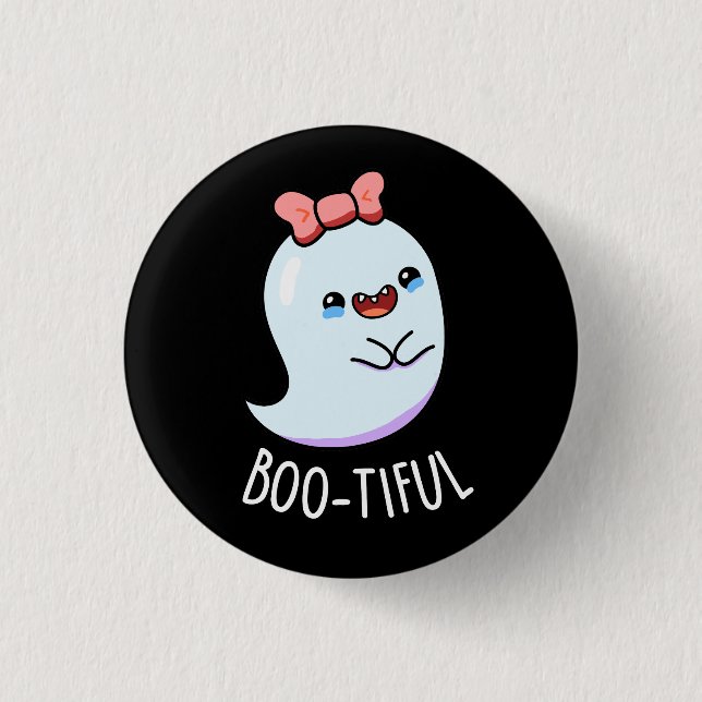 Bootiful Funny Girly Halloween Ghost Pun Mörk BG Knapp (Framsida)