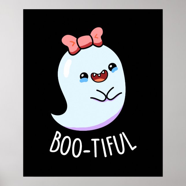 Bootiful Funny Girly Halloween Ghost Pun Poster (Framsidan)