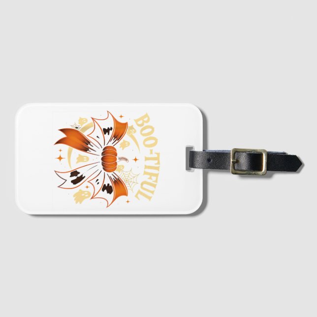 Bootiful Funny Halloween Coquette Bow Pumpkin Bagagebricka (Framsida horisontal)