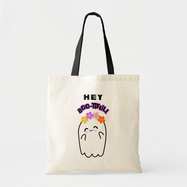 Bootiful Ghost Spooky Halloween Bus eller godis Tygkasse (Framsidan)