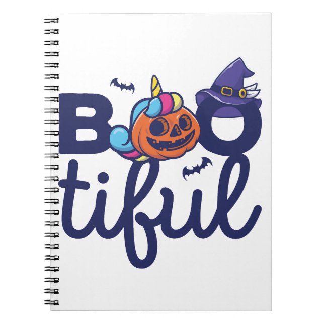 Bootiful Halloween-font Unicorn Pumpkin lantern Anteckningsbok (Framsidan)