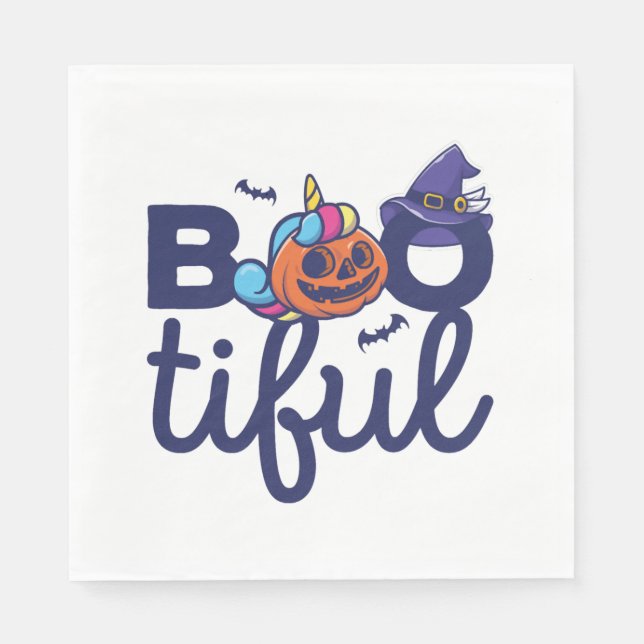 Bootiful Halloween-font Unicorn Pumpkin lantern Pappersservett (Framsidan)